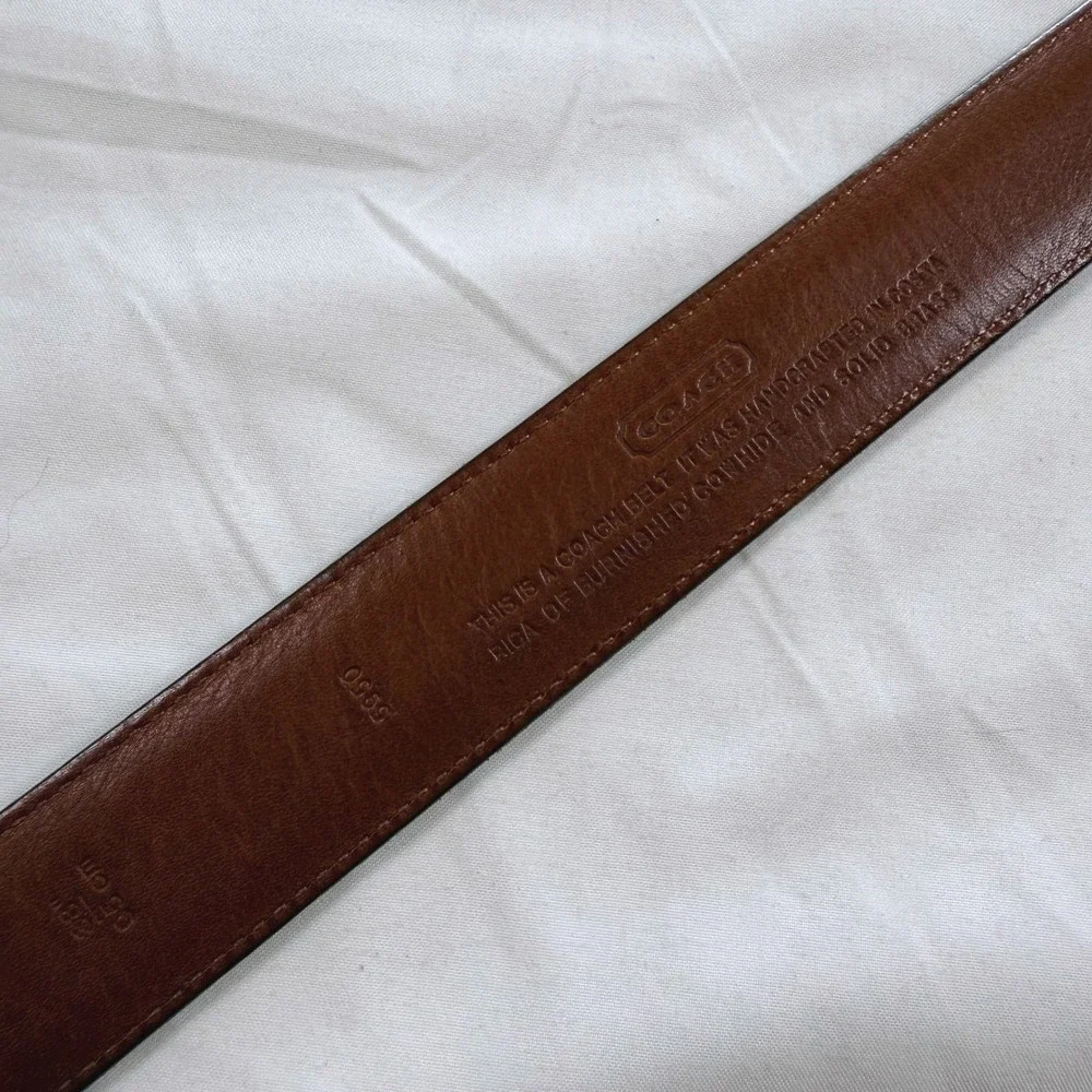 Coach Vintage Mens Brown Burnished Cowhide Leather Belt Solid Brass 9559 Size 38